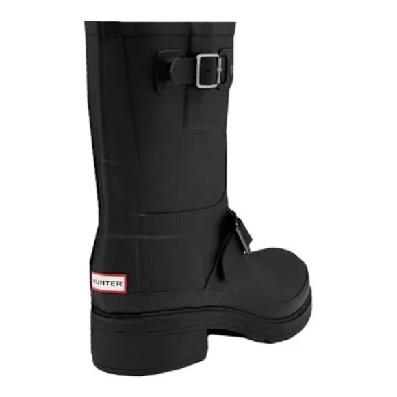 Hunter Black Waterproof Biker Rubber Rain Boots Women’s Size 9 - Picture 2 of 12